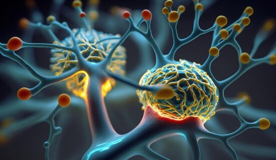 Representação visual de sinapses neurais conectando-se em um processo dinâmico, simbolizando a neuroplasticidade e a capacidade do cérebro de formar novas conexões.